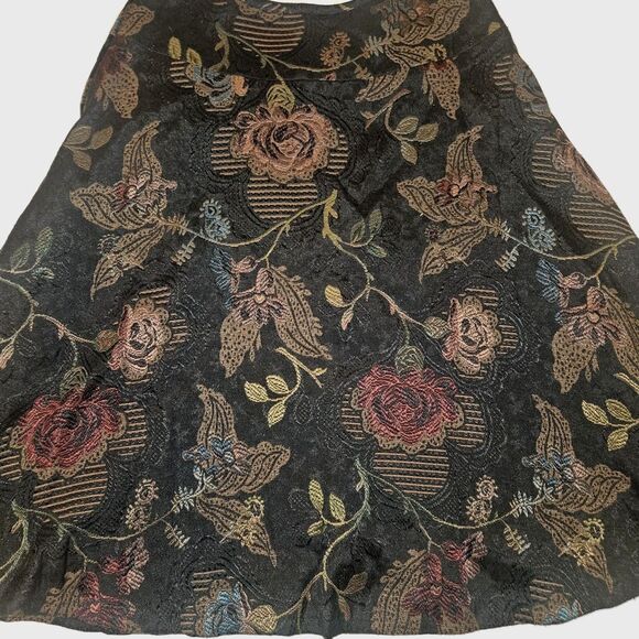 H&M Jacquard Floral Midi Skirt 6 A-Line Flare Embroidered Whismygoth Fairy Boho - Picture 2 of 8